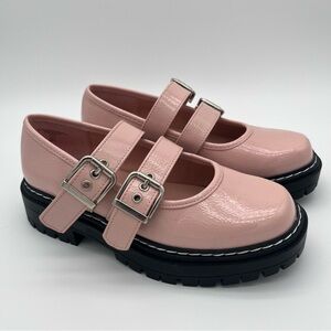 New Women's Pink School Girl Mary Jane Platform Chunky Heels Double Strap size 7